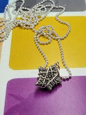 Necklace with vintage Todd Oldham Buttons 90s Silver tone